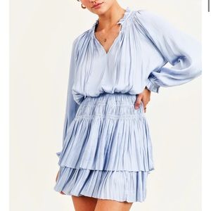 Reset by Jane blue satin blouse dress. Stunning satin blue